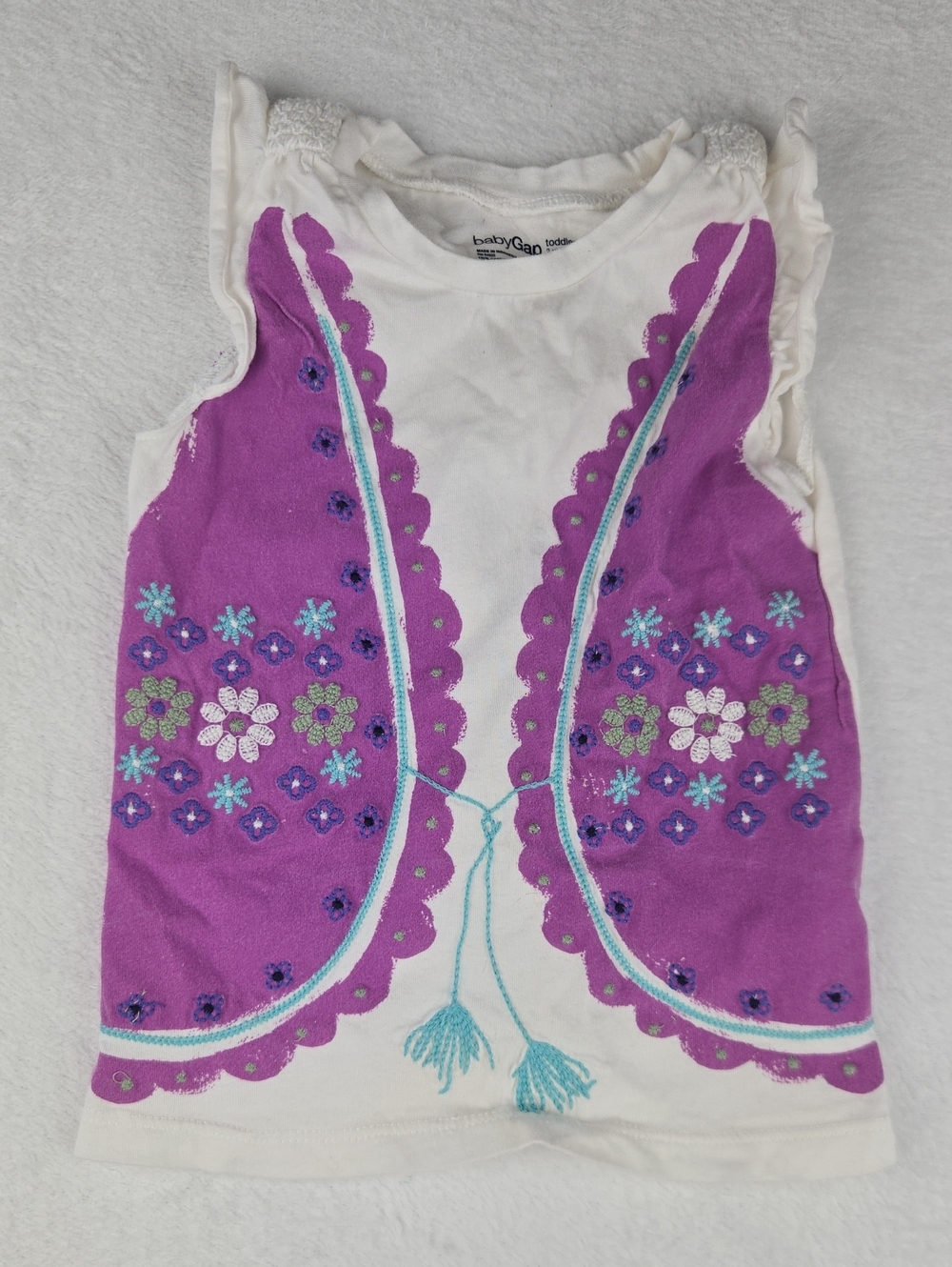 Baby Gap Sleeveless Vest T-Shirt Size 2T White Purple